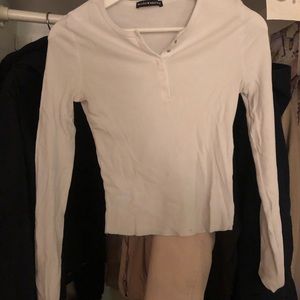 Brandy Melville white ribbed long sleeve